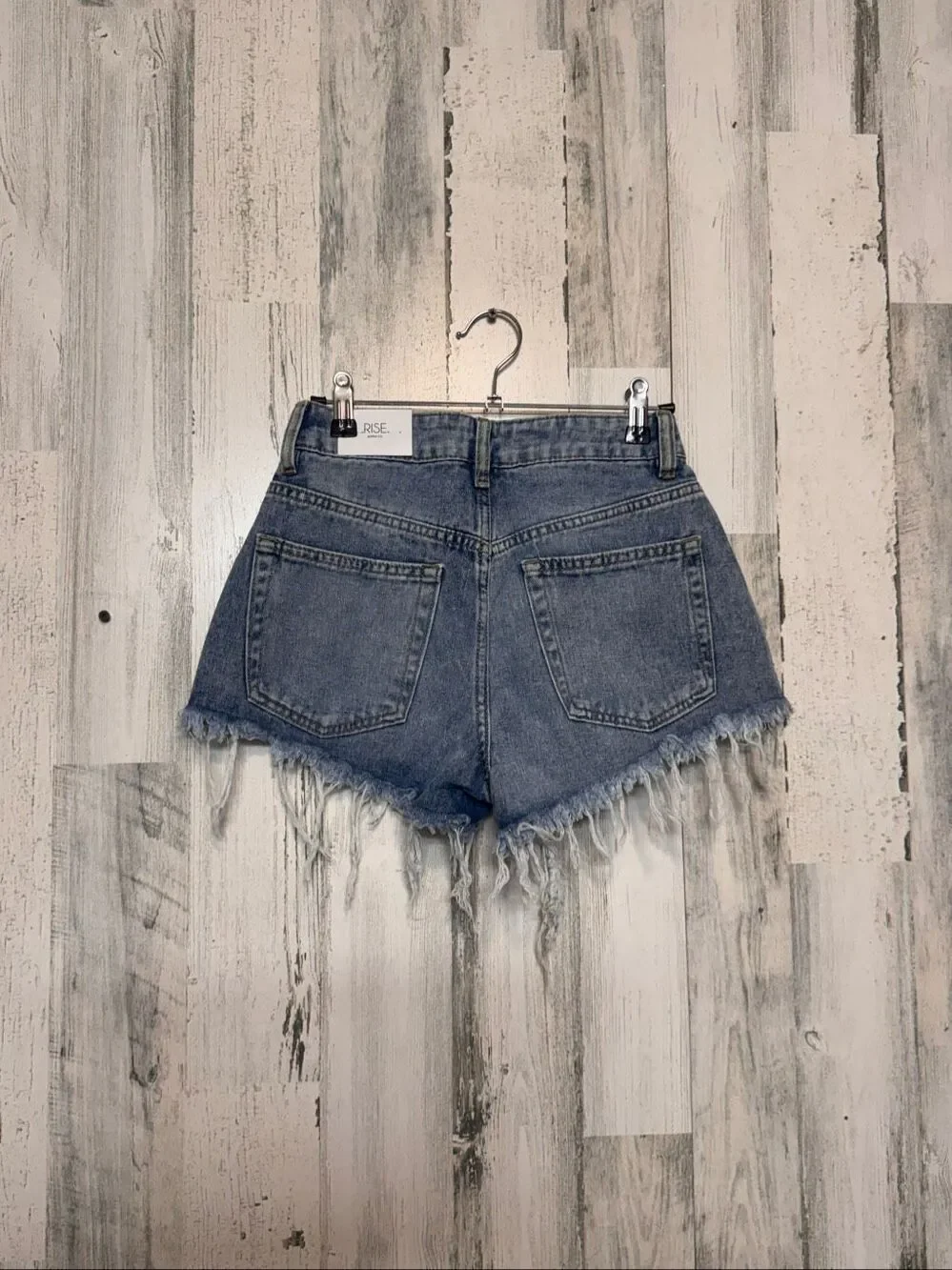 RISE Supply Co Distressed Frayed Acid Wash Denim Shorts Womens Size 5